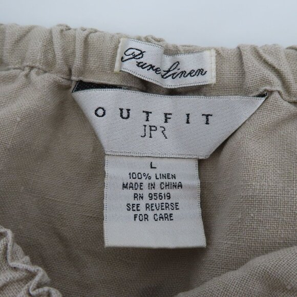 Outfit JPR Womens Large Solid Beige Pure Linen Skirt Drawstring Waist Lagenlook - Picture 12 of 15